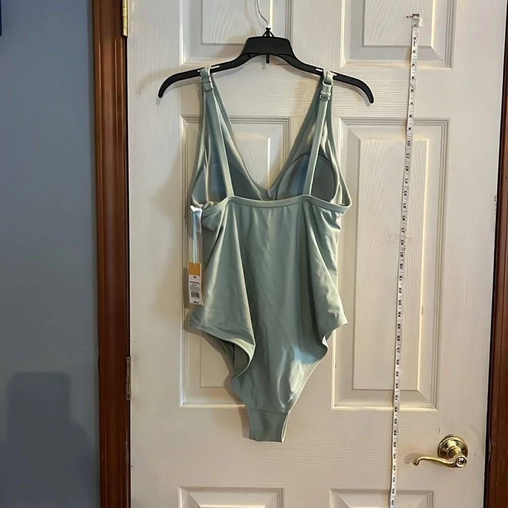 NWT-Kona Sol-16W--greenV-neck, cheeky, adjustable straps, one piece swimsuit. - Picture 3 of 12